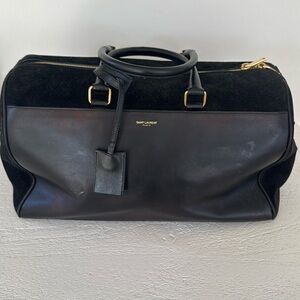 Saint Laurent black leather bowling style bag